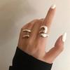 Retro Exaggerated Interlaced Geometric Silver Color Ring for Women Fashionable Daily Accessory Party Jewelry Birthday Gifts