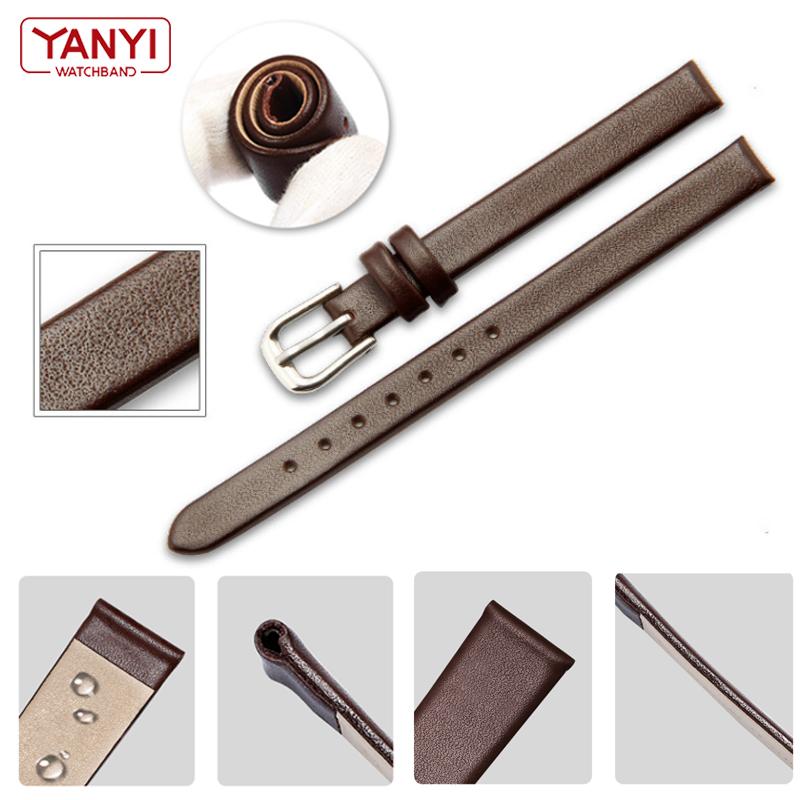 Genuine Leather Watch Bracelet Womens Fashion Watchband Wristwatches Mini Band 6mm 8mm 10mm 12mm Red White Color Small Strap