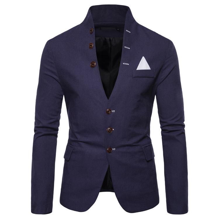 Spring New Multi-button Decoration Men's Casual Stand-up Collar Suit European Size Men's Suit