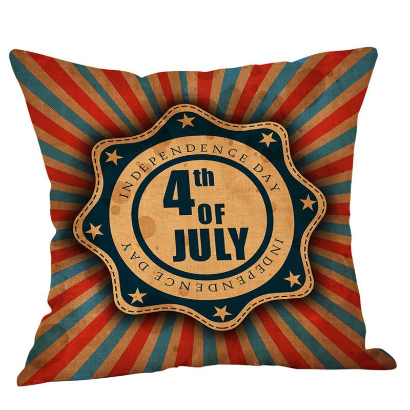 Independence Day Linen Pillowcase - Polyester Sofa and Car Cushion