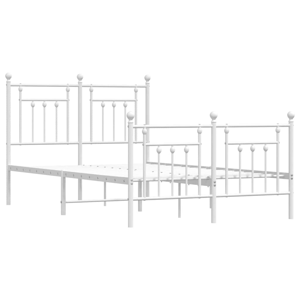 Metal Bed Frame with Headboard and Footboard White 120 x 200 cm