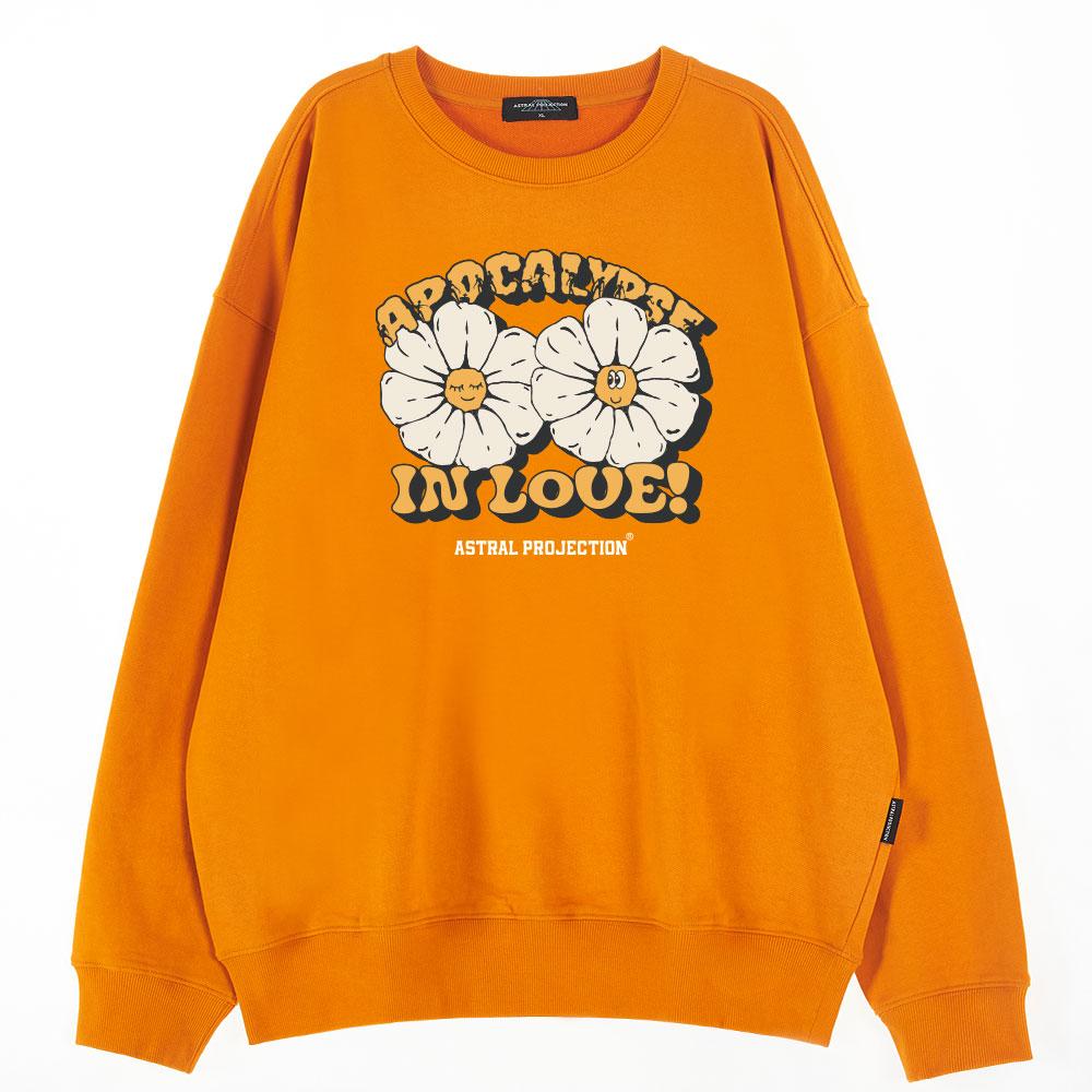 ASTRAL PROJECTION Oversized Drop Shoulder Apocalypse Daisy Sweatshirt_Orange