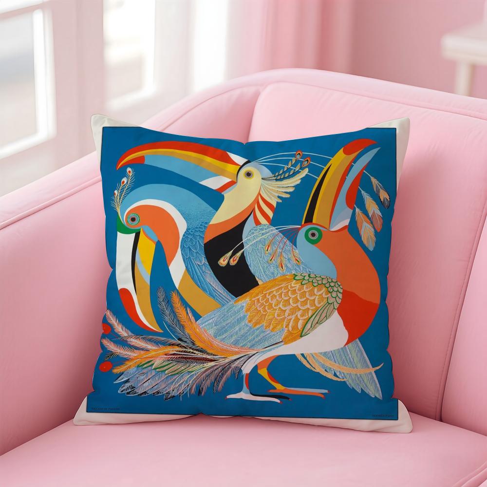 Luxury Colorful Toucan Cushion Cover Soft Plush Throw Pillow Cushion CoverDoubleSided Printed Pillow Case for Sofa Home Decor