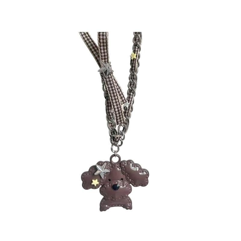 

Creative Fabric And Alloy Dog Clavicle Necklace Stylish Layering Jewelry For Casual Outfit Accessories 1