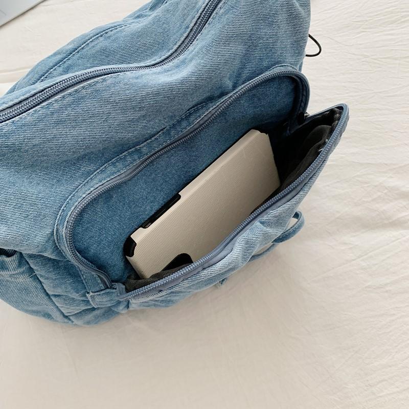 Denim Crossbody Bag Women's Underarm Bag Multi-Pocket Shoulder Bag