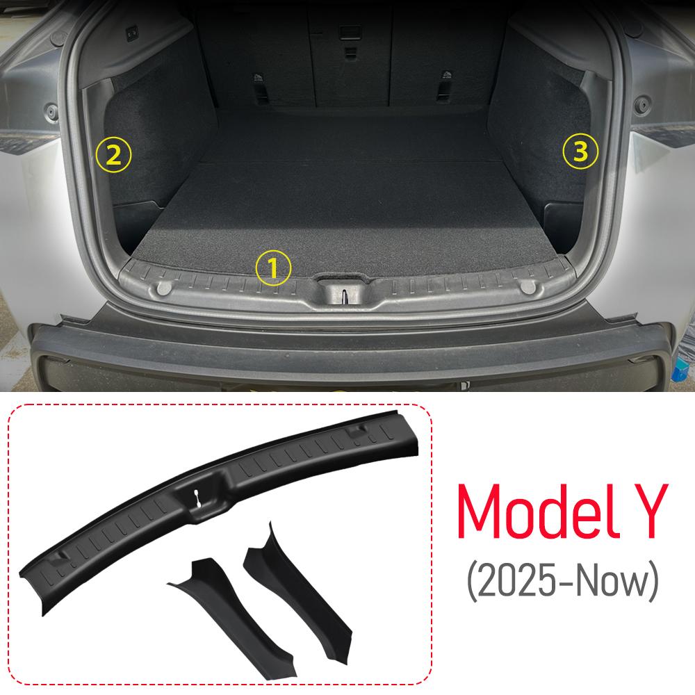 USVOTOV Trunk Sill Cover Protector for Tesla Model 3 Y Juniper Launch Highland 2026 2025 Threshold Bumper Guards Anti-dirty Pad