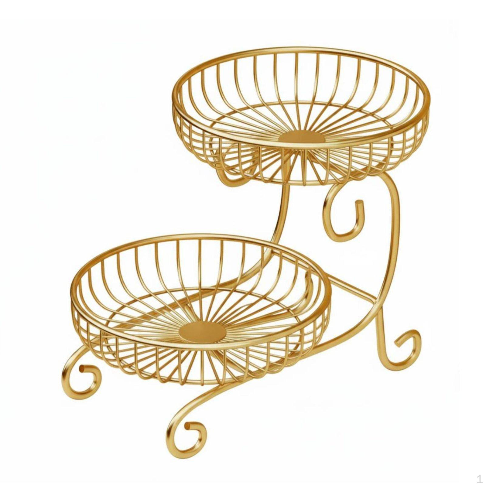Countertop Fruits Stand Ventilated Design 2Tier Fruit Basket Large Capacity Double Layer Snack