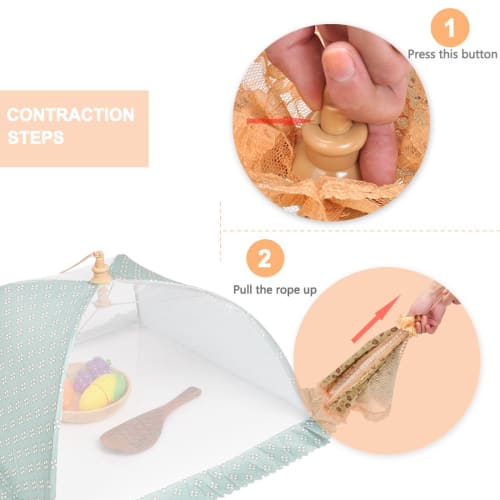 DEWEL Food Cover, Foldable, Washable, Kitchen Umbrella, Fly Screen, Square, Insect and Dust Repellent, Stylish Kitchen Umbrella, 41.5 x 41.5 cm (Green