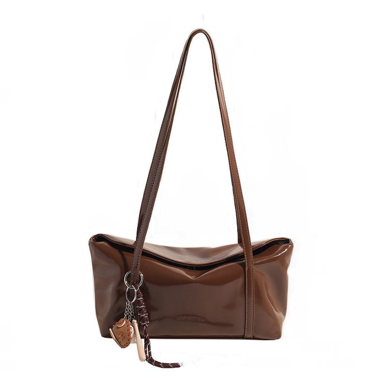 Oil Wax Leather Korean Style Minimalist INS Flip Underarm Bag Design, Casual and Versatile Shoulder Bag, Large Capacity Tote Bag
