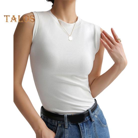Women's Tank Top Sleeveless Cotton High Neck Crop Top Ribbed Slim Fit Basic Shirt Spring Summer Casual Outfit