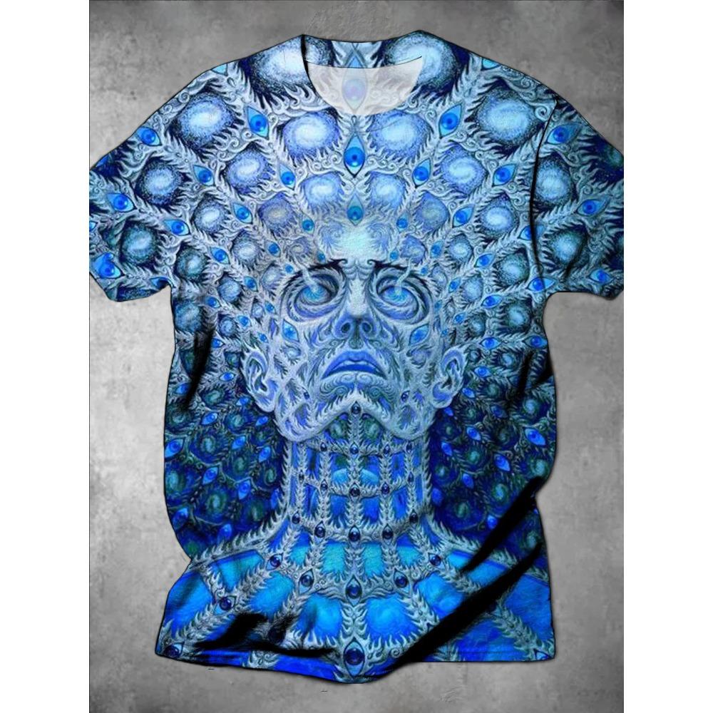 Summer Comfortable Fashionable Men's T-shirt Colorful Fun Printing Soft Comfortable Breathable Round Neck Short Sleeved T-shirt