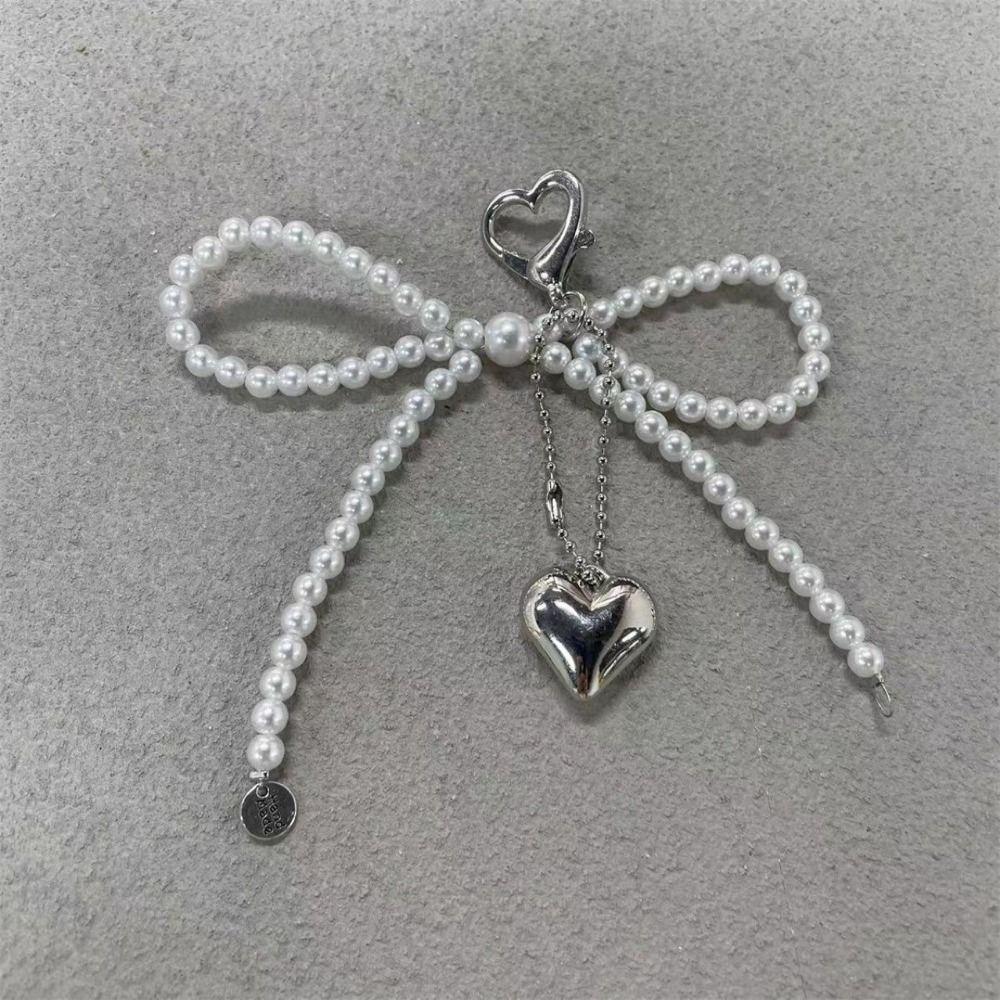 Phone Charms Heart Phone Chains Bag Pendant Pearl Bow Phone Charms Pendant  Bag Ornaments