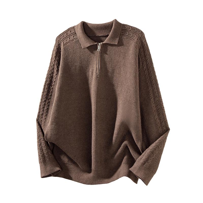 Mu Yuan Men s Retro Lapel Polo Sweater - Autumn/Winter Japanese Knitwear Style XL (140-160 lbs)