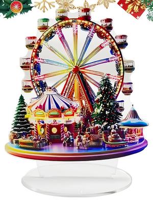 Roda Gigante Acrílica 2D de Natal Enfeite de Destaque Quadro de Exibição da Roda Gigante Decoração de Feriado de Natal 2025 Xmas Navidad