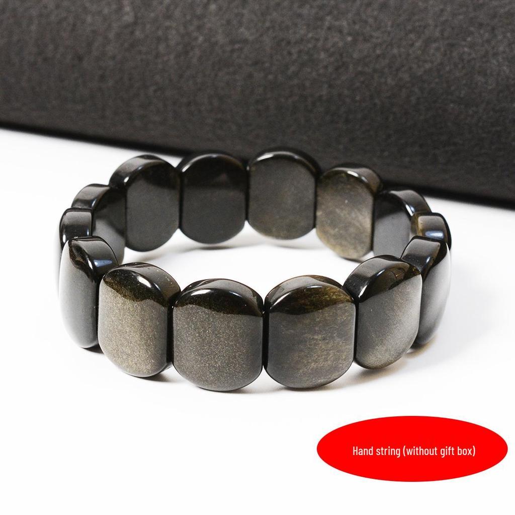 Exquisite Gold Obsidian Crystal Bracelet for Men and Women
