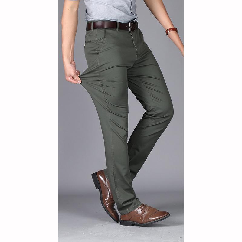 Summer Thin Men's Pants Fashion Business Casual Green Black Trousers