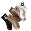 Children Socks Mid Calf Combed Cotton Warm Stylish C Letter Kids Socks for Autumn Winter