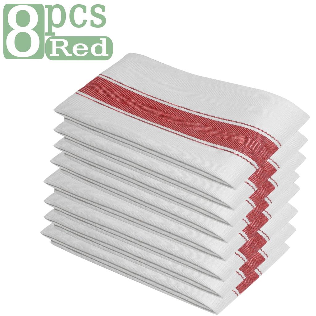 2/4/8 Bardzo Dużych Ścierek Kuchennych, 20" X 25", 100% Bawełny Ścierki Kuchenne, Klasyczne Jodełkowe Ścierki do Herbaty, Stylowe Vintage Białe