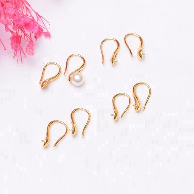 10 ganci per orecchini con perle e tacchi alti in oro 18 carati, con conservazione del colore, porta orecchini francesi in oro 14 carati, accessori fai da te
