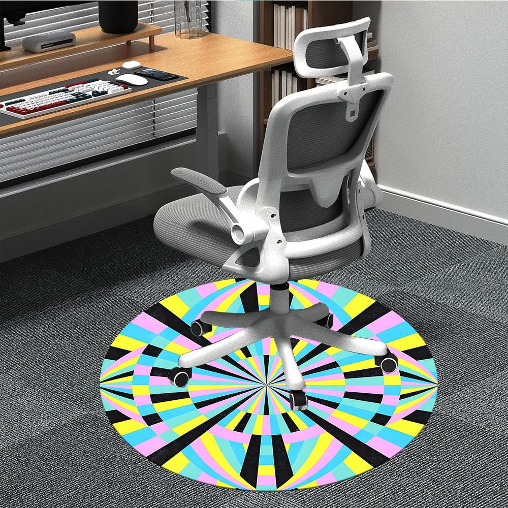 1PC Kaleidoscope Pattern Office Round Rug, Non slip, Soft and Durable Office Rug for Interior Decoration, Perfect for Office