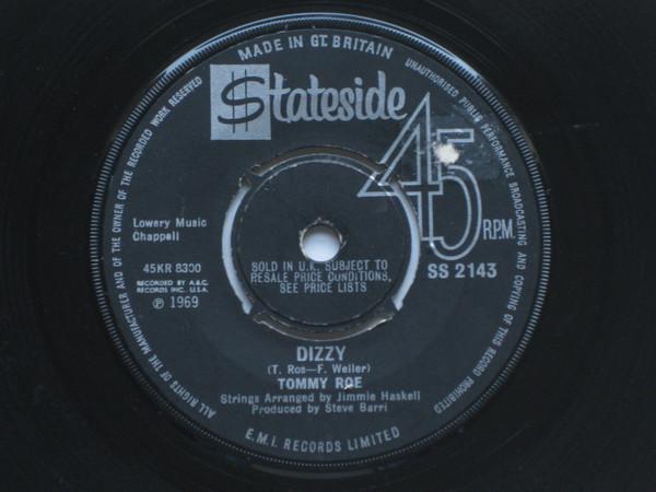 

7inch Record TOMMY ROE - Dizzy SS2143 Stateside 1969 UK Rock Used