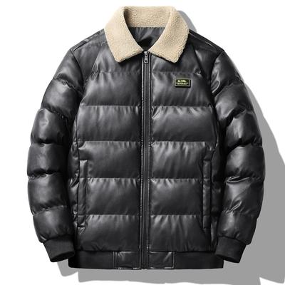 Men's Down Cotton Fur Jacket with Plush and Thickened Oversized Fur Collar Jacket