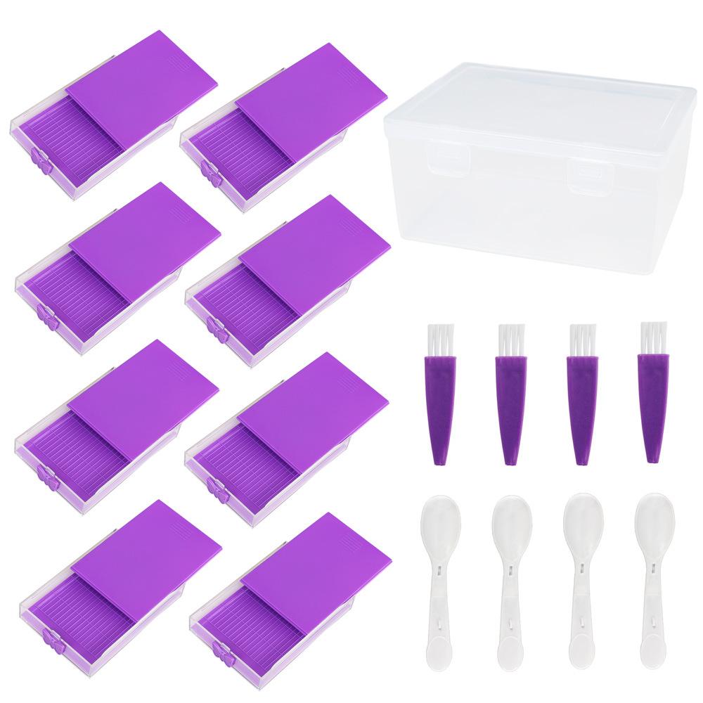 8pcs Diamond Painting Organizer Set with Clear Storage Box Cover Beads Container Tray DIY Diamond Embroidery Crafts Accessories