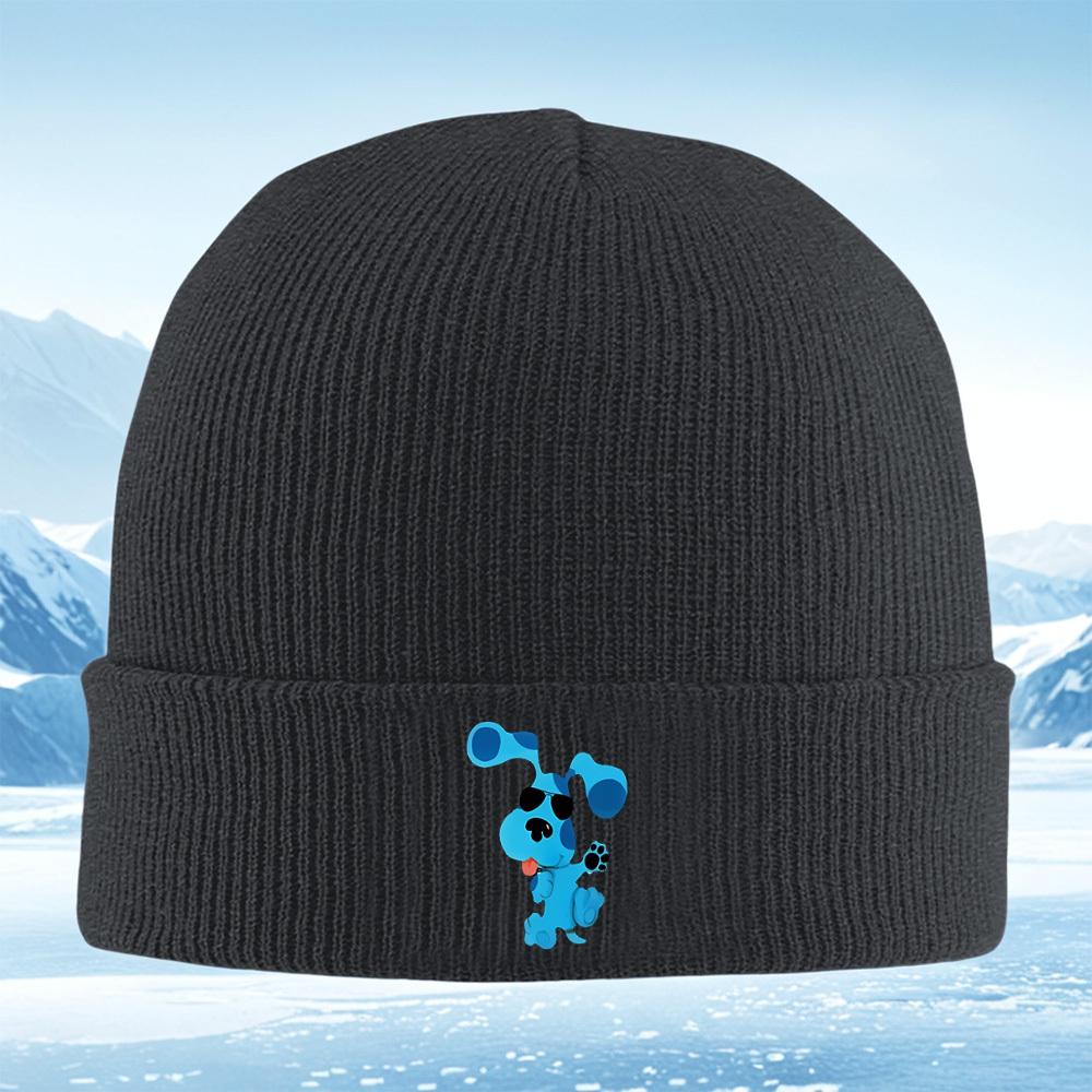 Blue Dog shades paw showing tongue Men Women Unisex Knitted Hat Beanie Pullover Cap Winter Thermal Warm Christmas Outdoor Cyclin