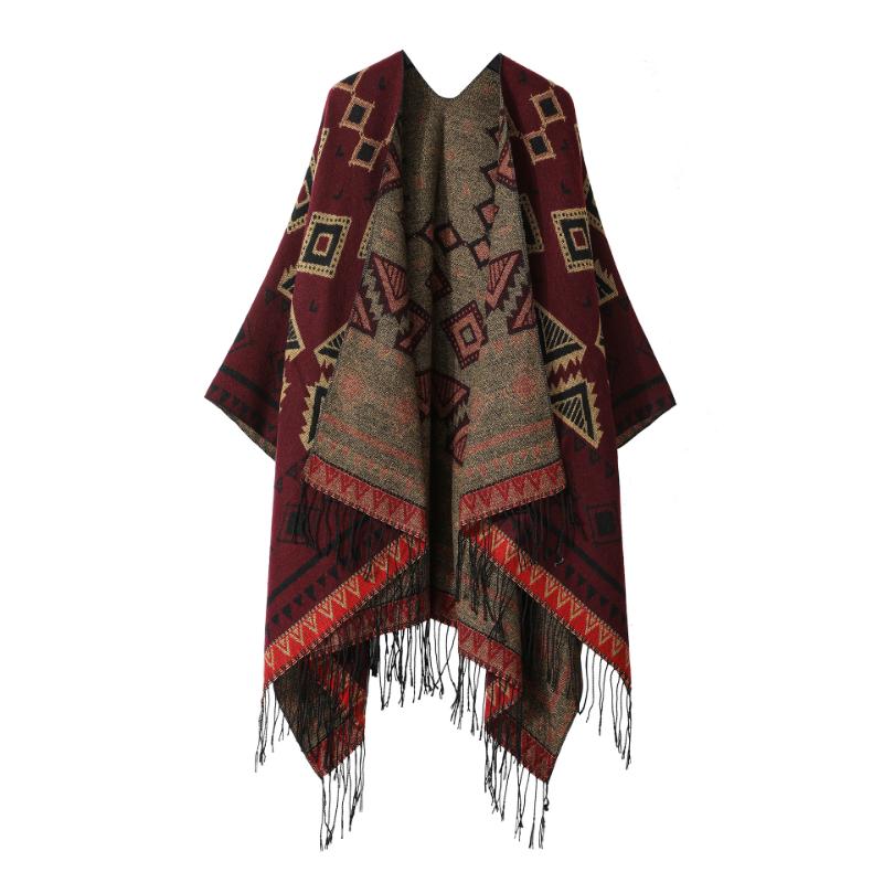 Ethnic Style Shawl Summer Outer Wear Women's Large Shawl Cape Cloak High-end Knitted Scarf