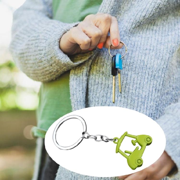 2pcs Realistic Zinc Alloy Golf Cart Pendant Keychain Golf Themed Keyring Souvenir For Enthusiasts Fashionable Gift