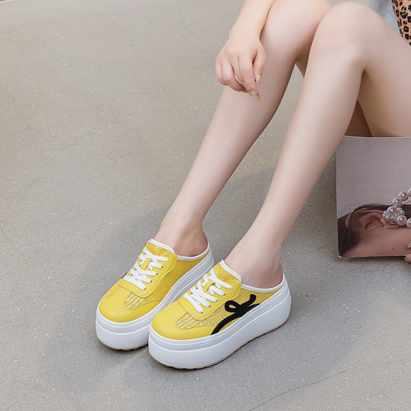 Baotou Without Heel Half Slippers Women's New Slippers In Summer 2025 Wear Women's Versatile Mesh Breathable Shoes When They Go Out