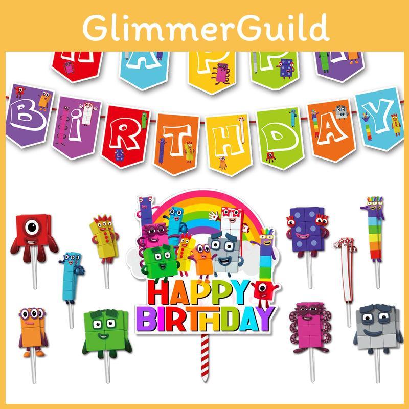 Delightful Numberblocks Theme Balloon Pull Flag Set For Festive Birthday Celebrations