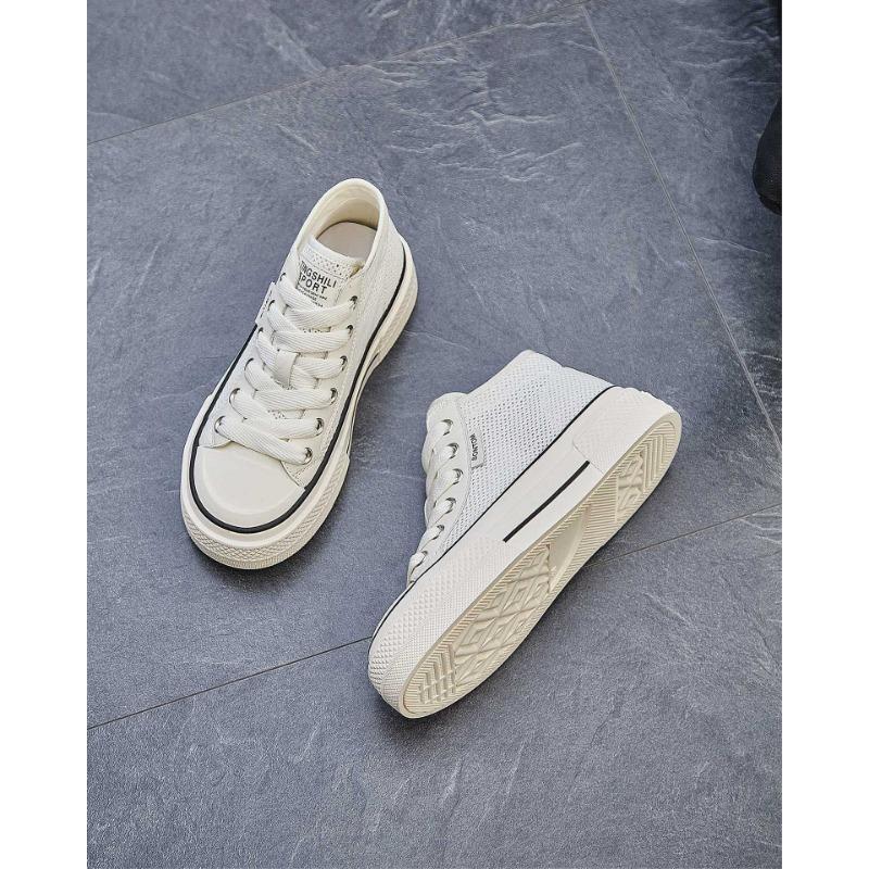 

Summer new leather mesh breathable high-top casual shoes women s canvas shoes soft-soled women s board shoes 35 бежевый
