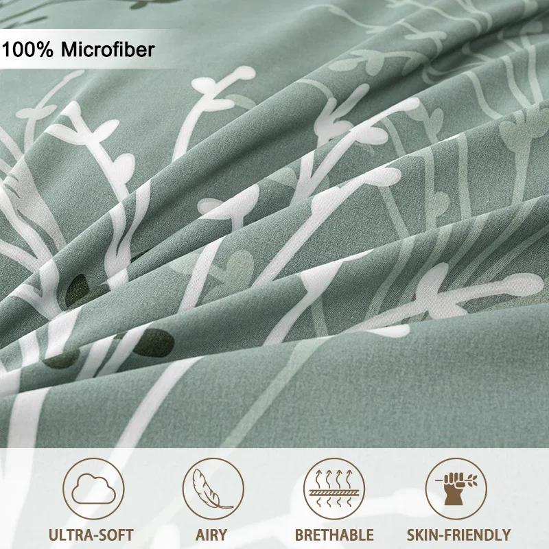 Leaf Floral Pattern Duvet Cover Set Soft And Skin-Friendly Duvet Cover Bedding Set For Hom