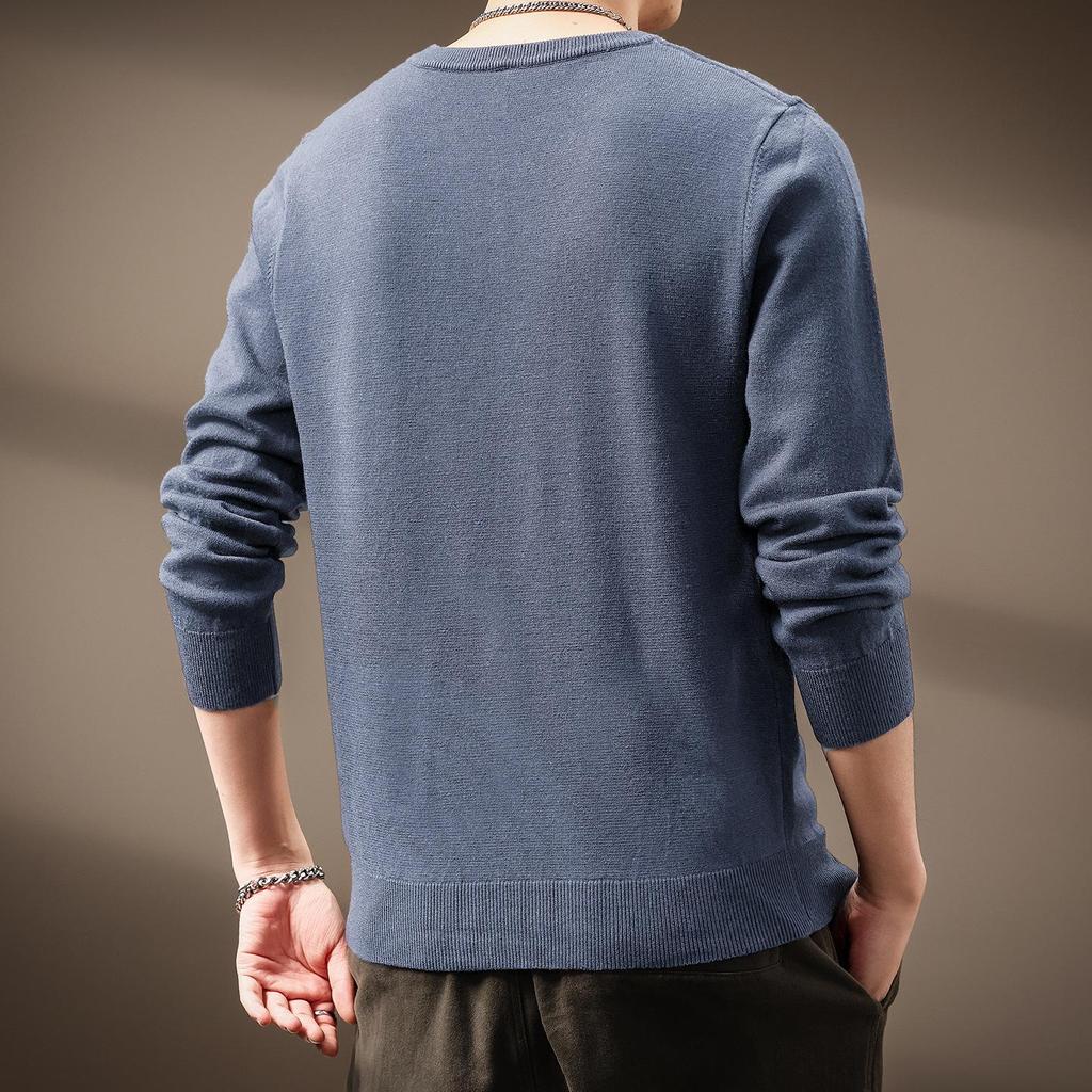 Pull en Maille Douce Couleur Unie Haut de Gamme pour Homme - Hiver Décontracté Col Rond