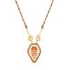 Colorfast Beaded Tarot Card Pendant Necklace with Heart-Shaped Charm, Fashionable Gold-Plated Design On Colorful Rope