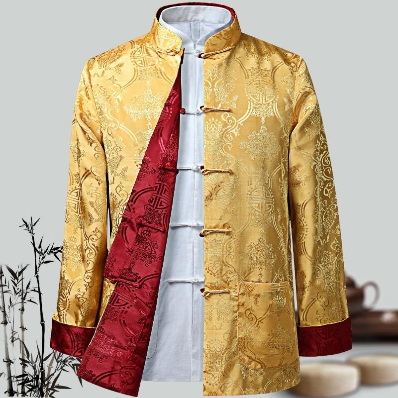 Mężczyźni Chiński Smok Koszula Kung Fu Płaszcze Chiny Rok Tang Garnitur Tradycyjna Chińska Odzież Dla Mężczyzn Kurtki Hanfu Odzież Męska
