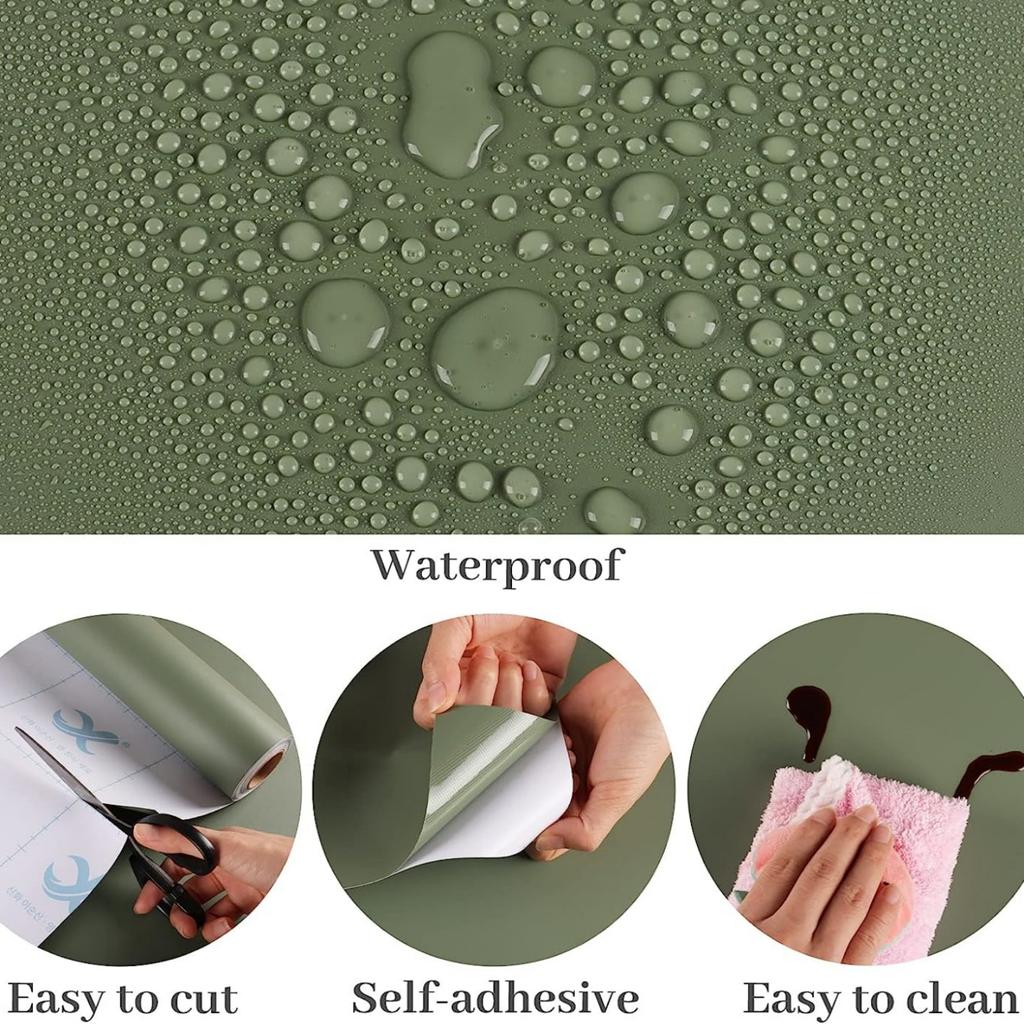 55cm Width Self-adhesive Film Green Matt Thickened Sticker Furniture Kitchen for Cupboards Tables Wall DIY Renovation Wallpaper