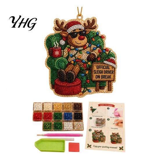 Creative Craft Activities for Families Christmas Hanging Faux Pearl Art Kit Adult, DIY Bead Sparkling Beads Painting Pendant Ornament, Handmade