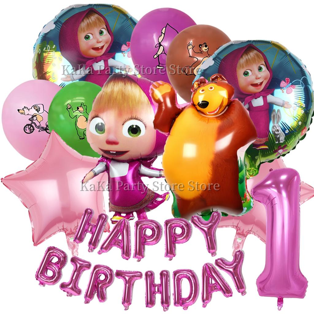 Dívka a medvěd Narozeninová sada Party dekorace Narozeninové talíře Ubrus Ubrousky Dárková taška Oslava pro miminko Party drobnosti Potřeby