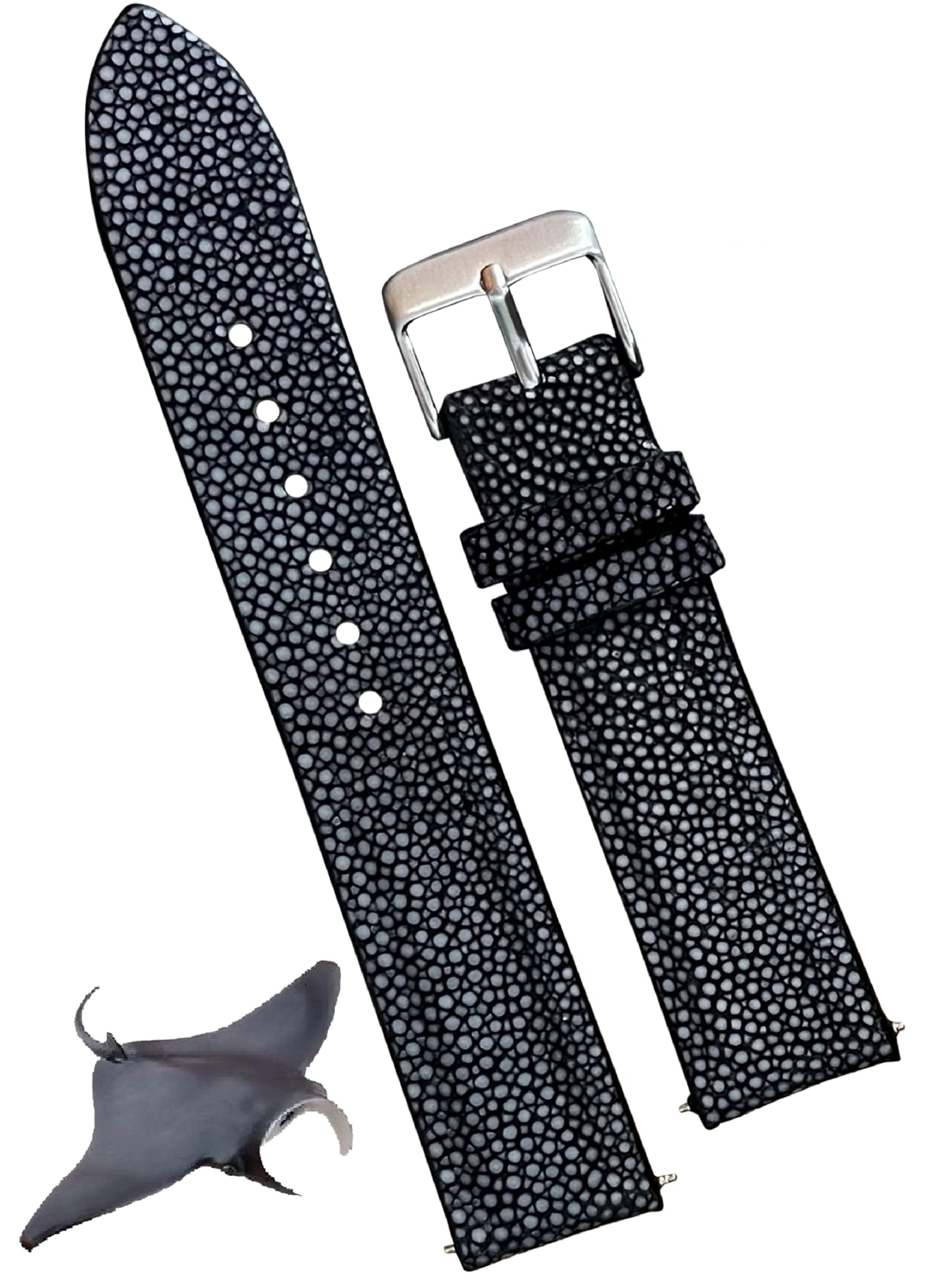 

[vietnamcreations] 18 мм черный ремешок для часов из кожи ската, ремешок для часов ската, ремешок Galusha, сменный ремешок для часов, мужская ручная работа, с пряжкой на запястье