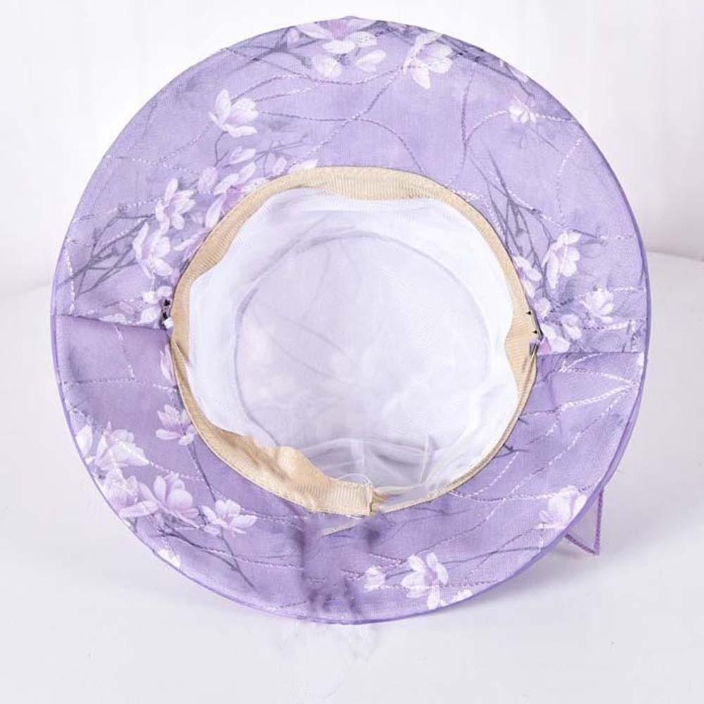 Folding Thin Bow Sunshade Cap Breathable Sunscreen Basin Hat Floral Fisherman Hat Outdoor