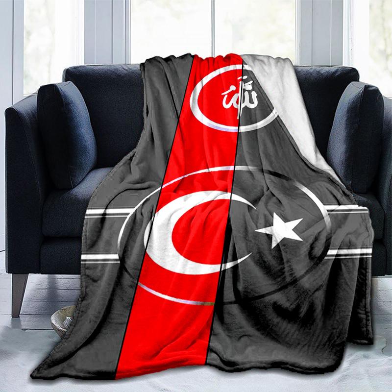 Decke mit türkischem Flaggen-Design, geeignet für Sofas, Betten, Büros und Camping - Perfektes Geschenk für Halloween und Weihnachten