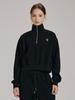 NOUVE [Fleece-Lined] Half Zip Up Crop Sweatshirt - Black