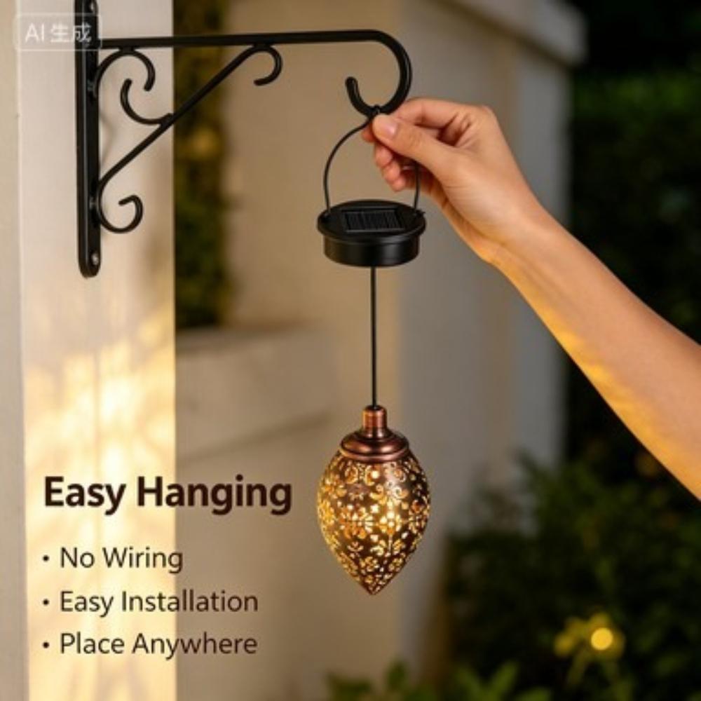 1PC Solar Olive Branch Pendant - Water Drop Iron Art, Projection Lamp, Projection Lamp, Garden Decoration, Atmosphere Creation