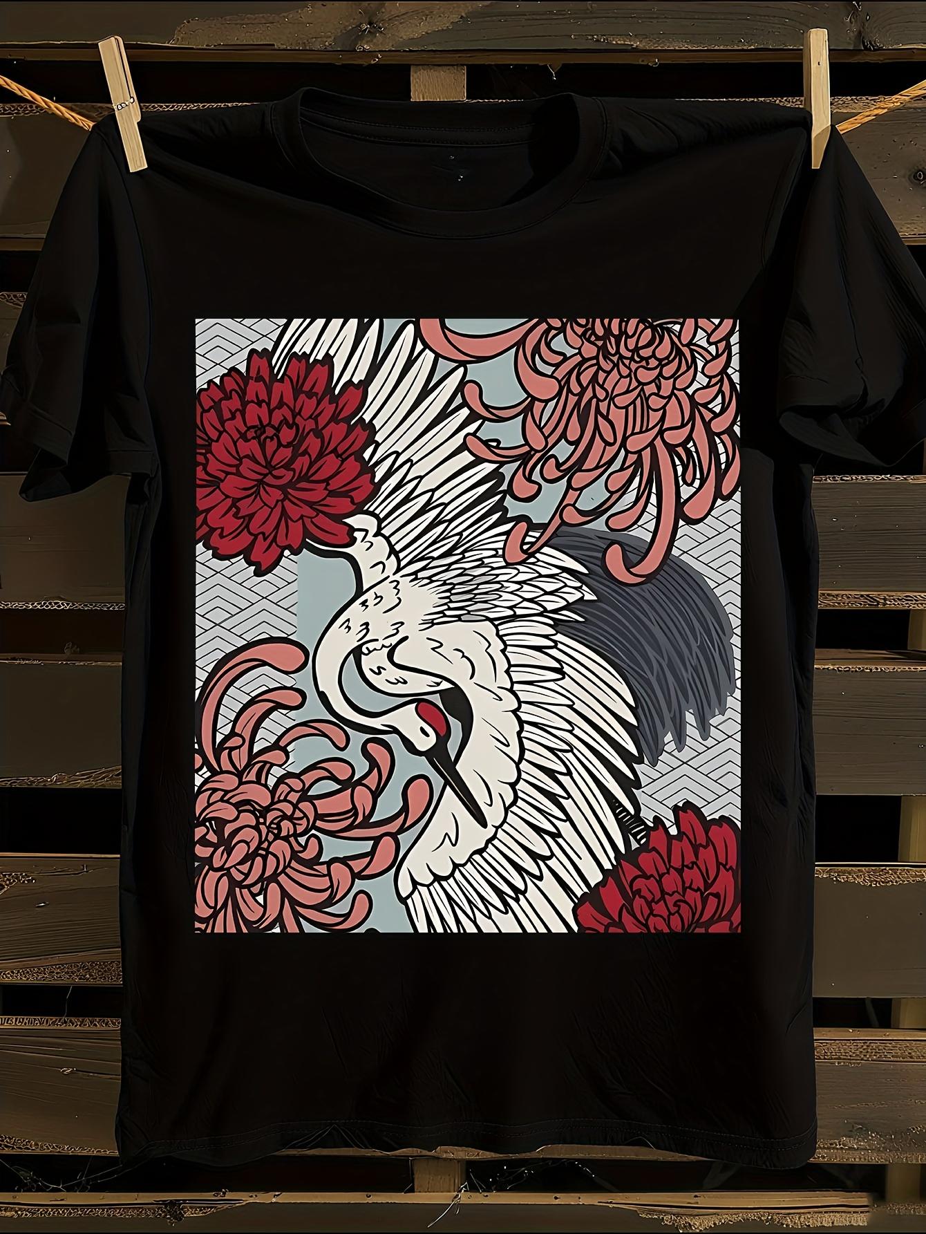Japanese Crane Graphic T-shirt XL