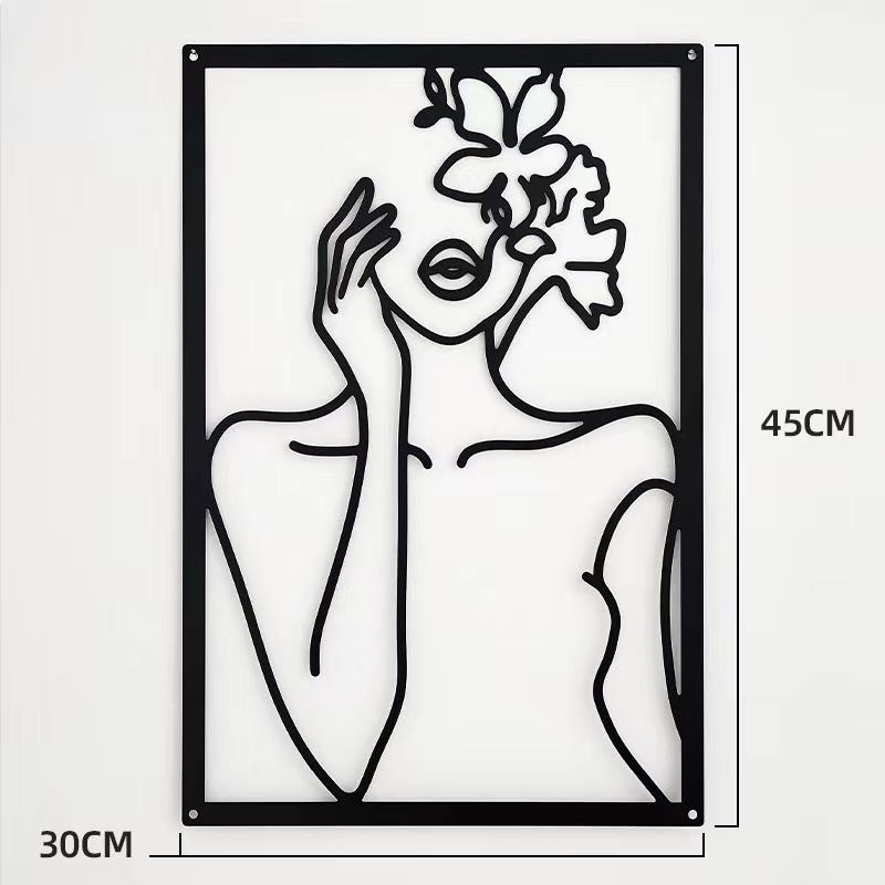 Metal Wall Painting Iron Wall Hanging Decoration Nordic Woman Silhouette Home Decor Macrame Wall Ledges Living Room Decor Gift