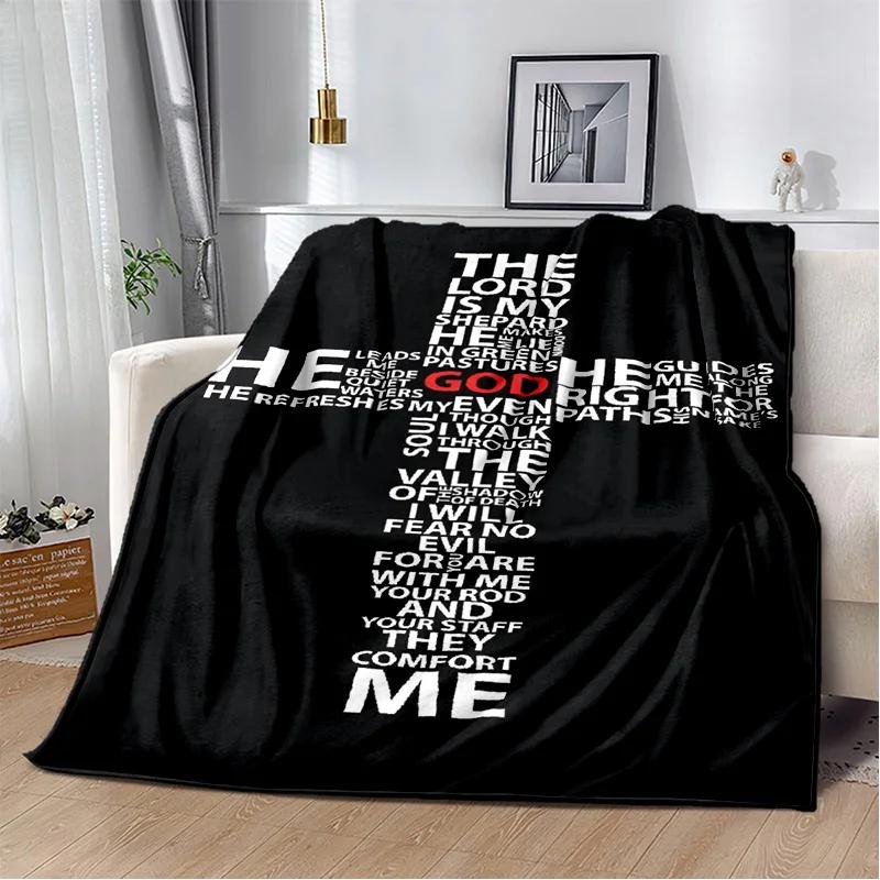 Holy Bible Cross Jesus Pray Soft Plush Blanket,Flannel Blanket Throw Blanket for Living Room Bedroom Bed Sofa Picnic Cover Kids