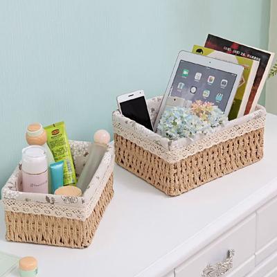 Panier de rangement en osier avec doublure en tissu, panier cadeau de vœux de saison SML