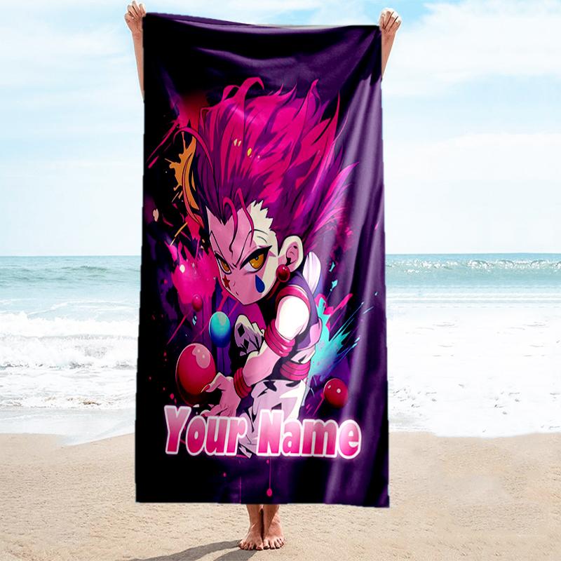 1PC Custom Name "Powerful Pink Warrior" Beach Towel Highly Absorbent And Sand-Resistant Towel for Swimming, Pool, Yoga, And Travel Lightweight